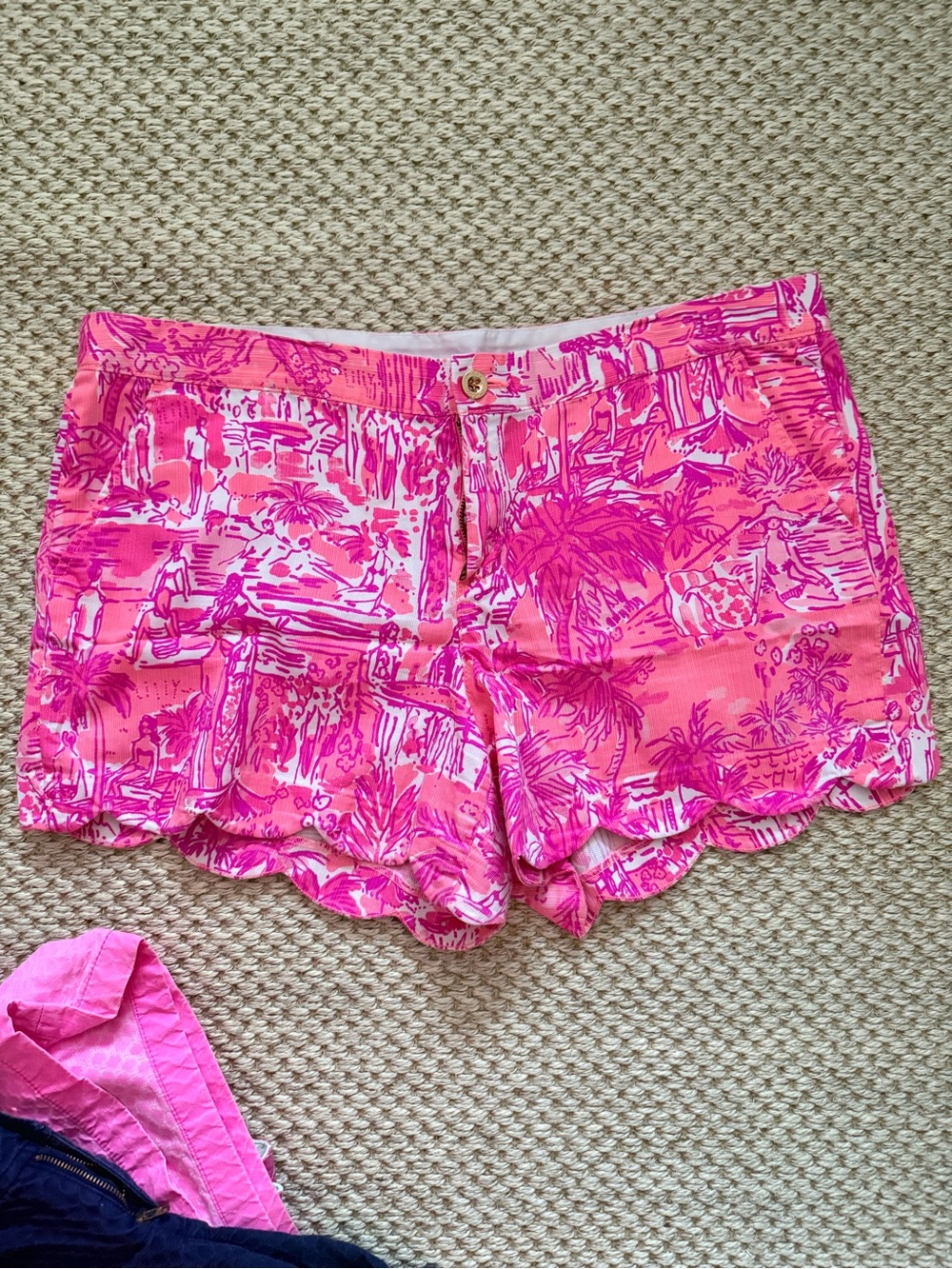 Lilly Pulitzer Hot Pink Printed Scallop Hem Shorts